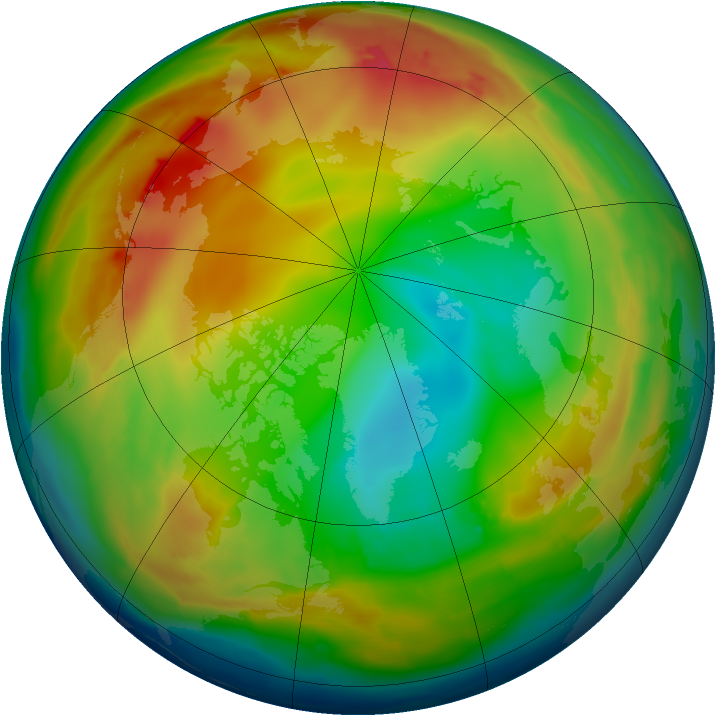 Arctic ozone map for 01 January 2010